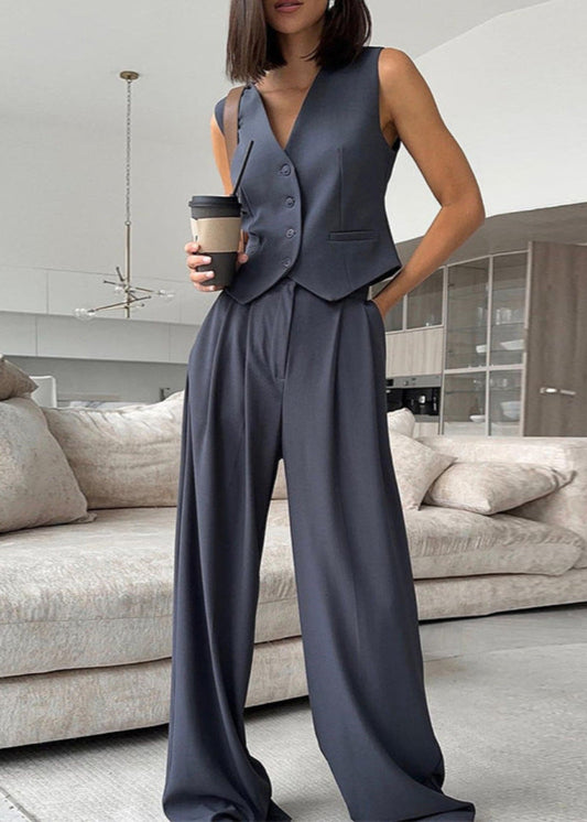 Elegante conjunto de chaqueta sin mangas para mujer