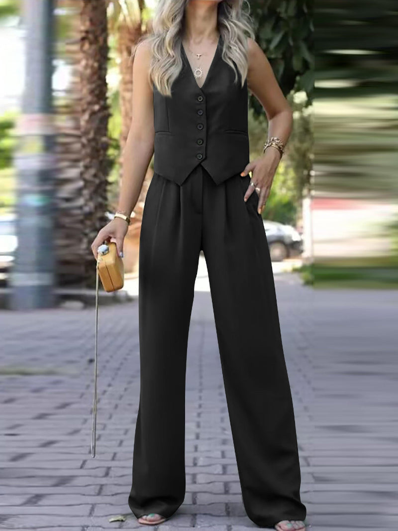 Elegante conjunto de chaqueta sin mangas para mujer