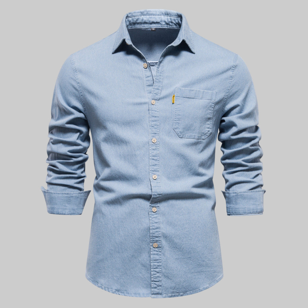 Camisa de Denim de Manga Larga para Hombres