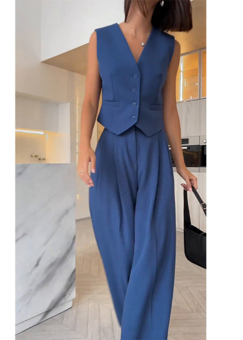 Elegante conjunto de chaqueta sin mangas para mujer