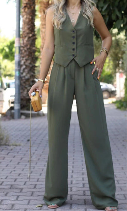 Elegante conjunto de chaqueta sin mangas para mujer