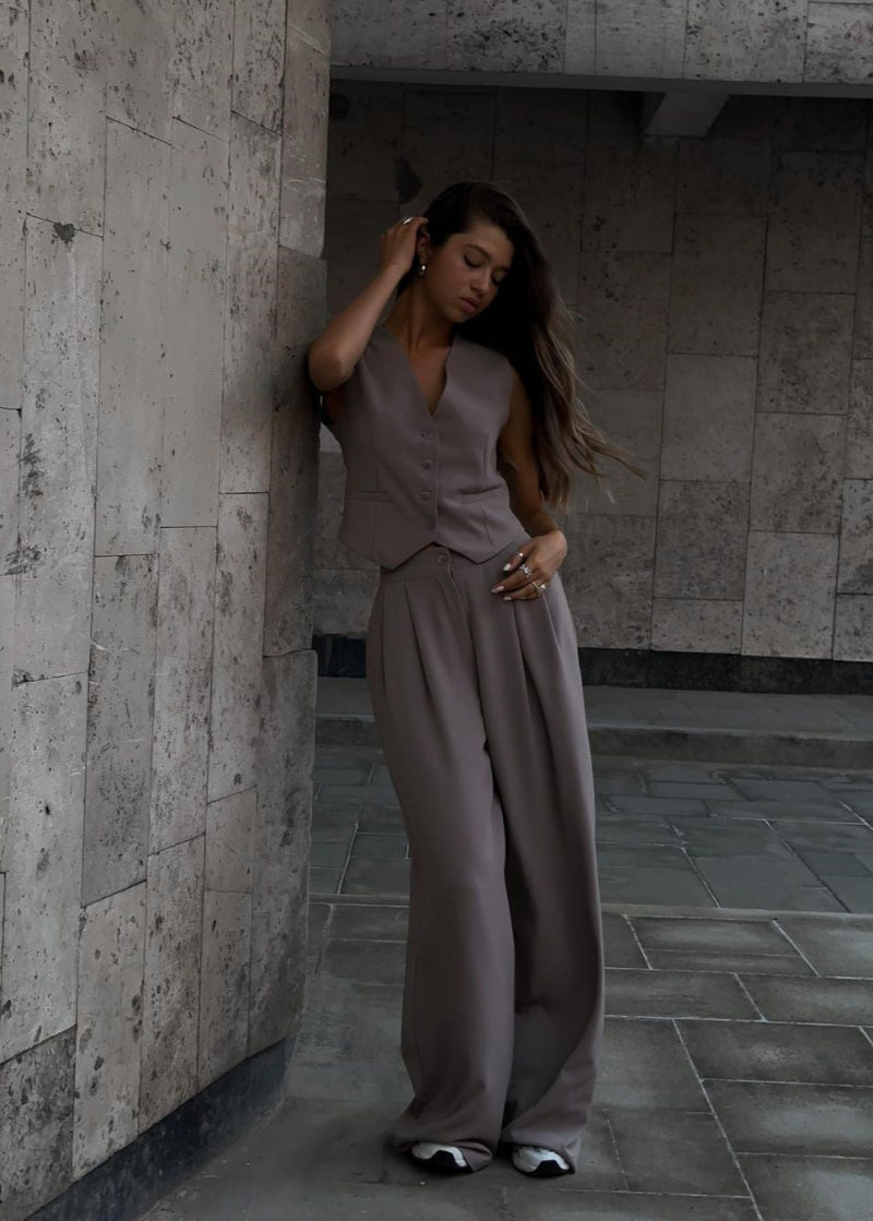 Elegante conjunto de chaqueta sin mangas para mujer