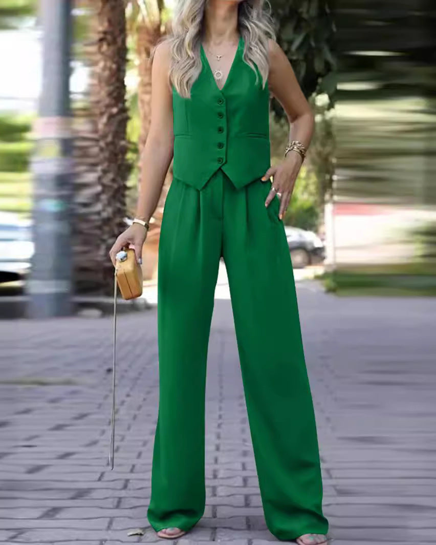 Elegante conjunto de chaqueta sin mangas para mujer