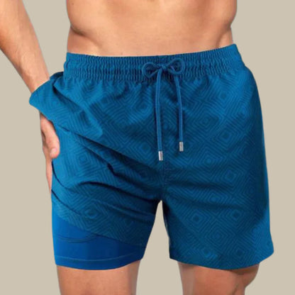 Shorts de baño para hombre con forro y bolsillo para teléfono