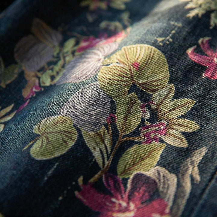 Petaloux - Vaqueros rectos holgados con estampado floral