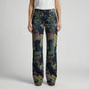 Jeans Sueltos de Pata Recta con Estampado Floral para Mujeres