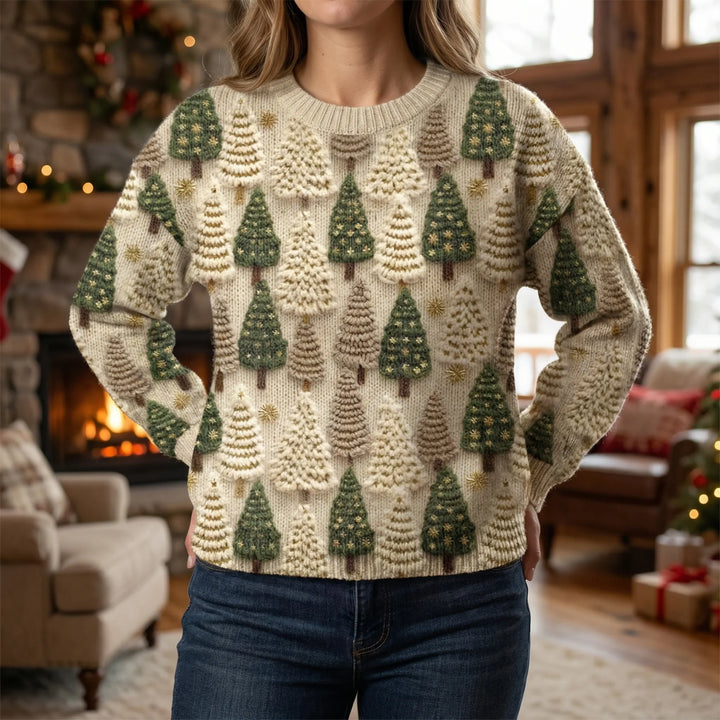 Pinevara - Suéter con estampado de árbol de Navidad