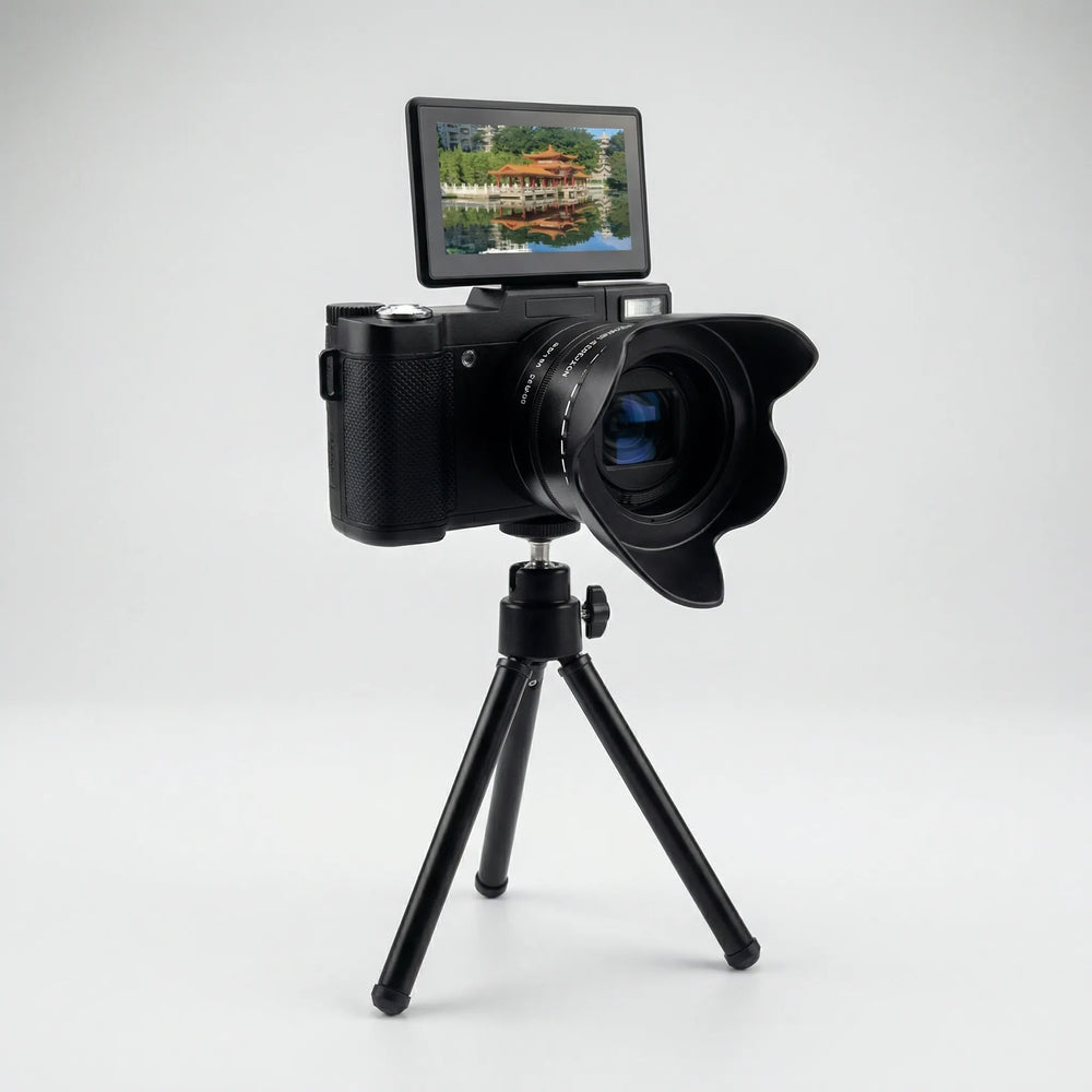 Pixluno - Cámara digital compacta para principiantes con pantalla abatible