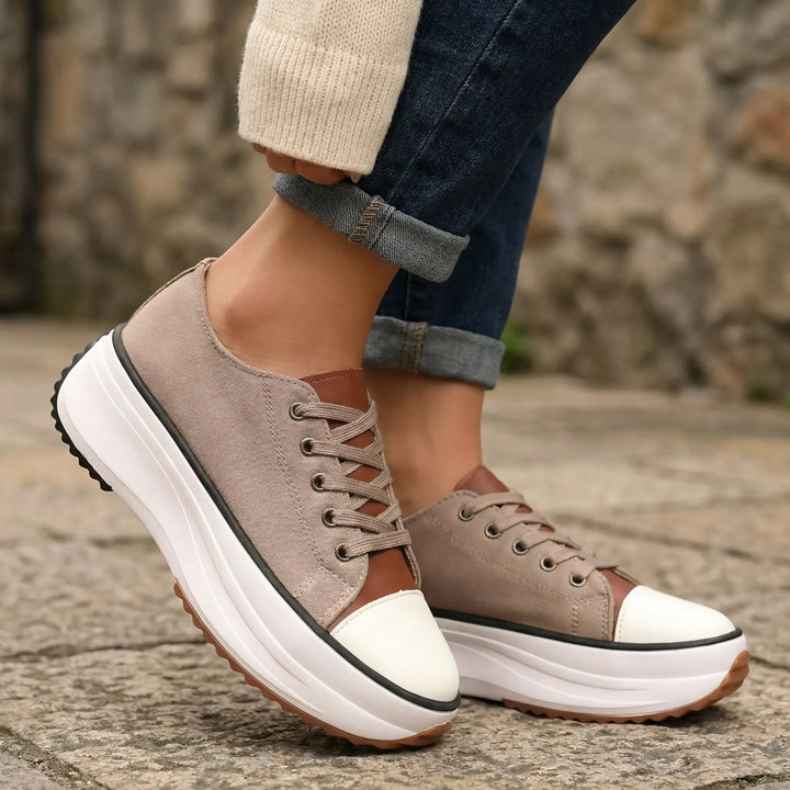 Platavy - Zapatillas deportivas con plataforma y cordones para mujer