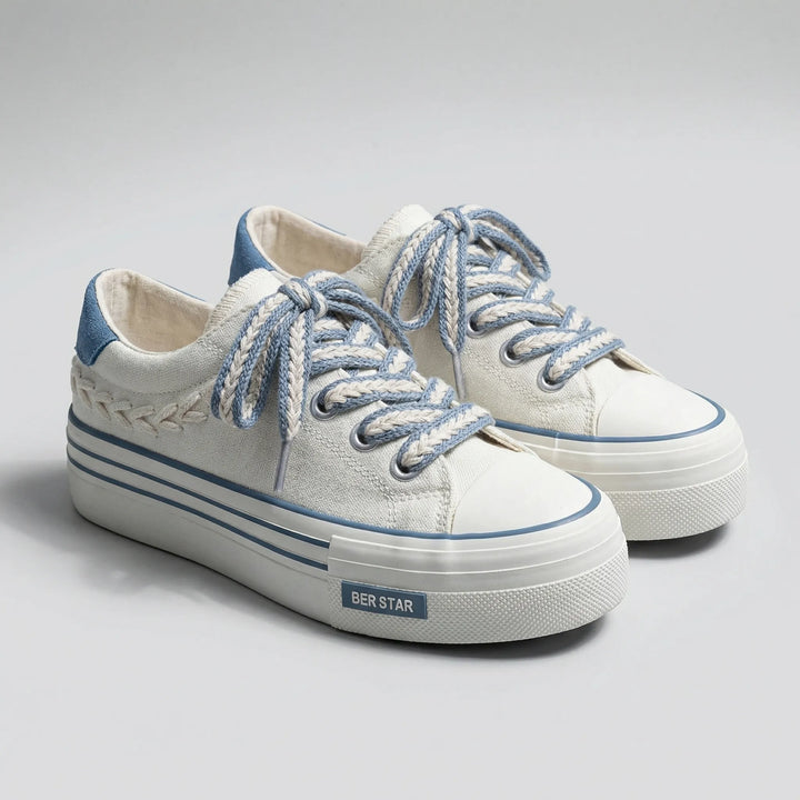 Platieva - Zapatilla con cordones y plataforma gruesa