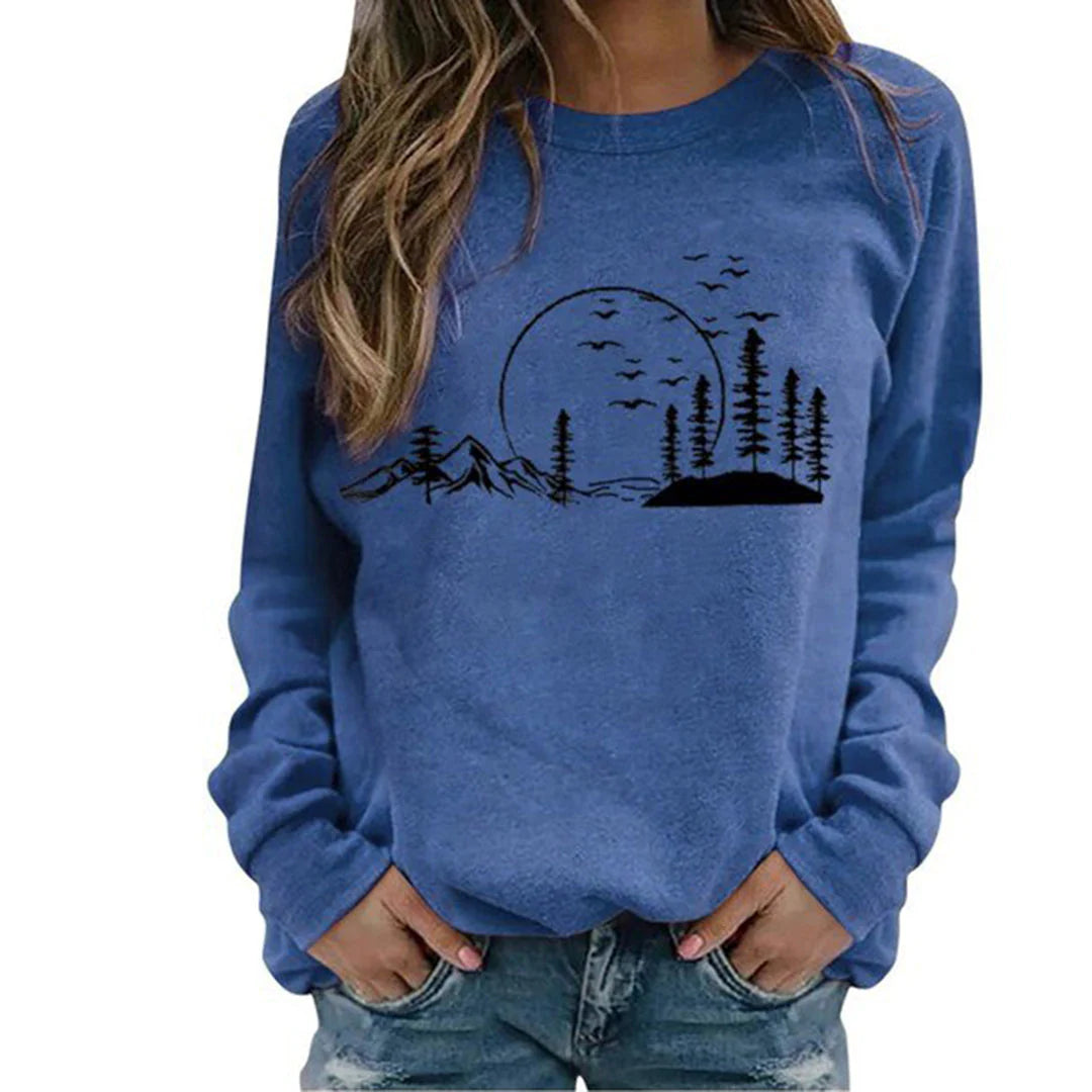 Cómodo jersey de mujer con cuello redondo