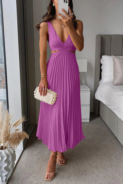 Maxivestido plisado de mujer