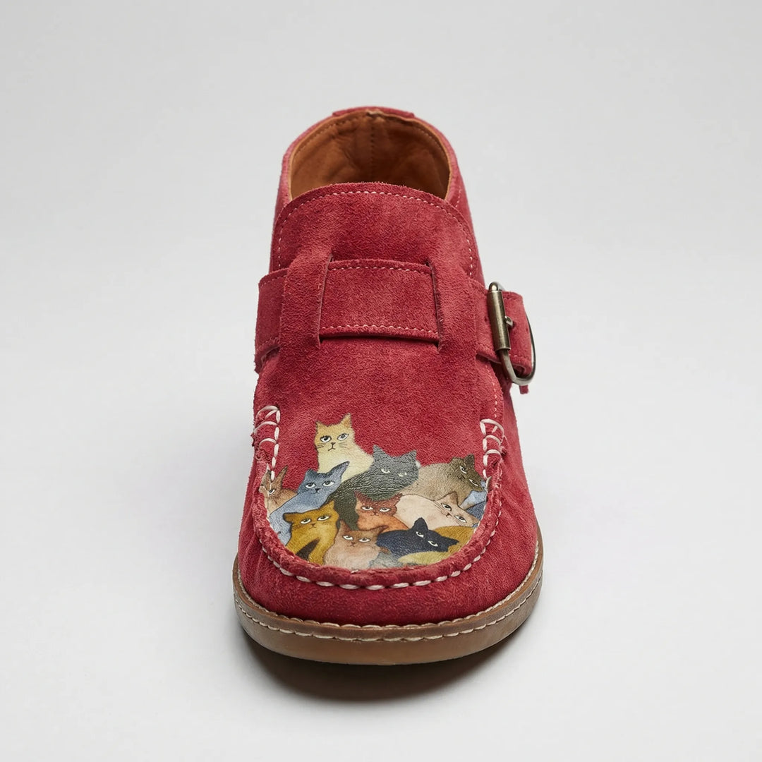 Purrlix - Botín plano con estampado de gato