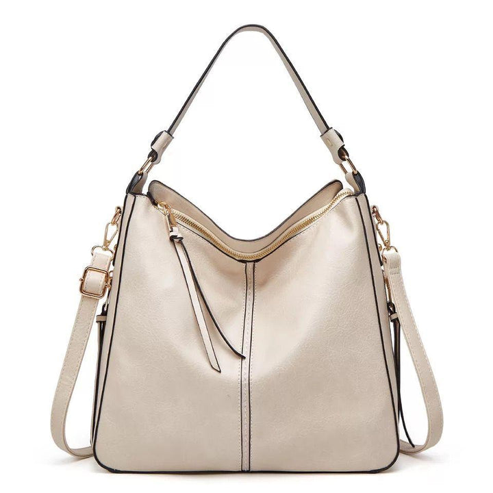 Bolso de Hombro de Cuero Clásico con Detalles en Oro Sutil