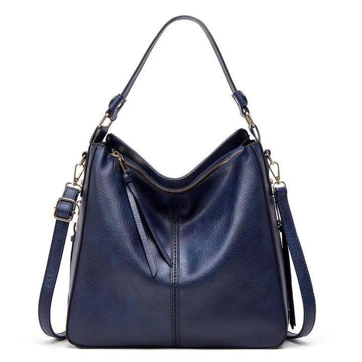Bolso de Hombro de Cuero Clásico con Detalles en Oro Sutil