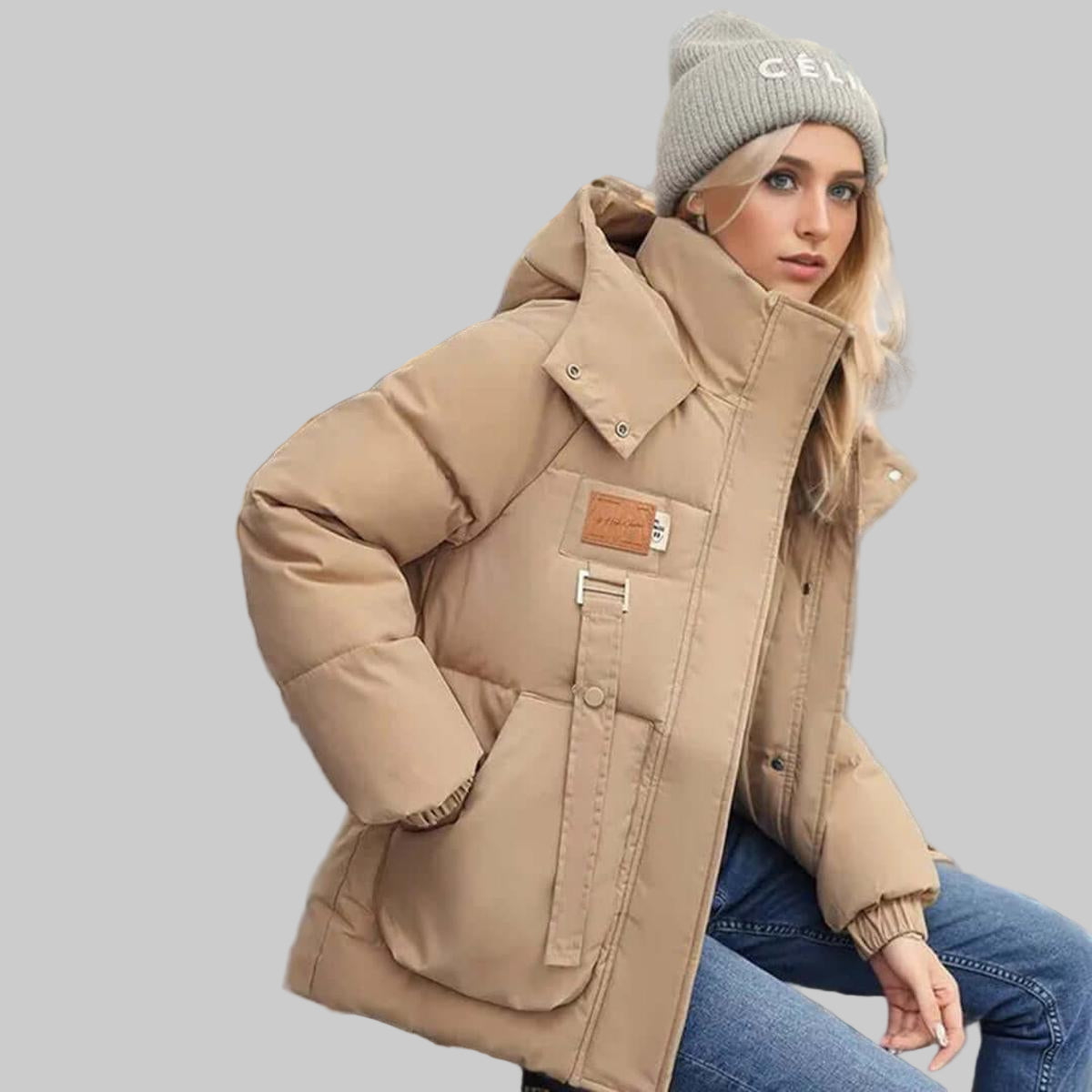 Chaqueta acolchada con capucha para mujer
