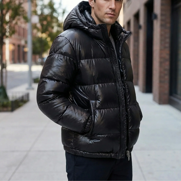 Quiltex - Chaqueta acolchada con capucha para hombre