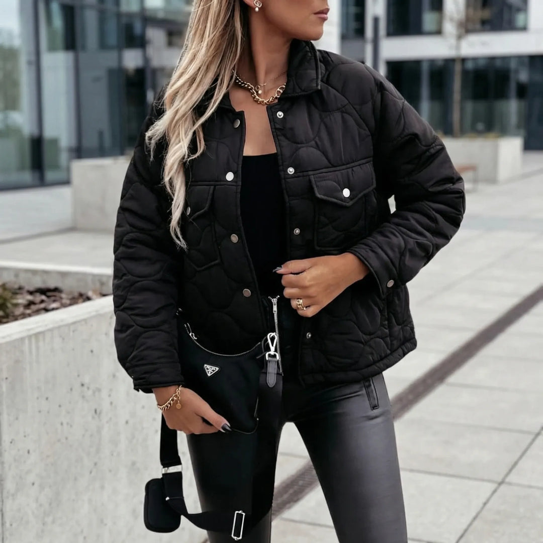 Quiltrova - Chaqueta acolchada con botones a presión para mujer