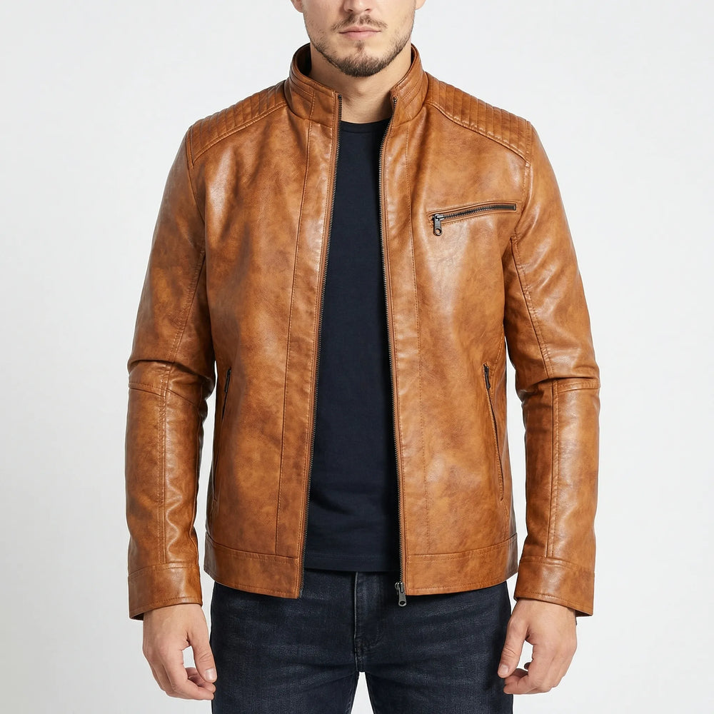 Ravekko - Chaqueta estilo motociclista de corte clásico