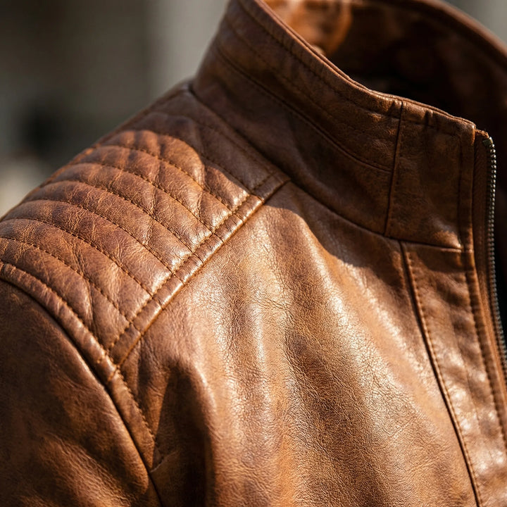 Ravekko - Chaqueta estilo motociclista de corte clásico