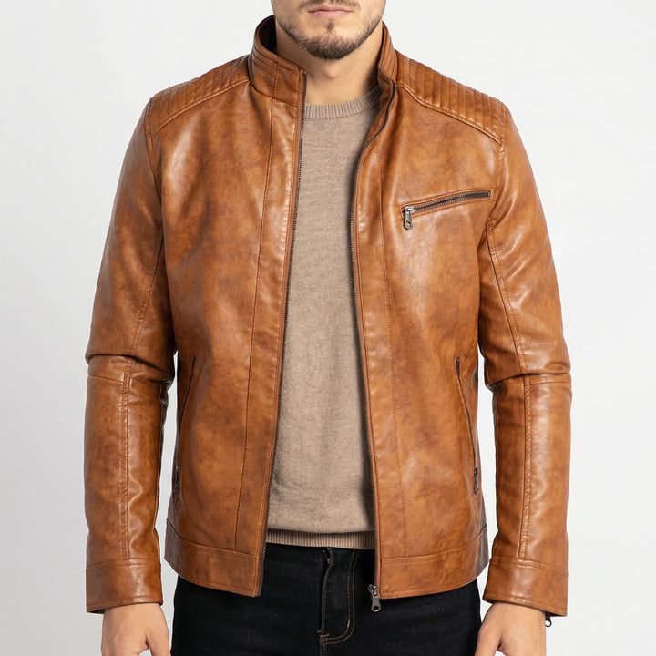 Ravekko - Chaqueta estilo motociclista de corte clásico