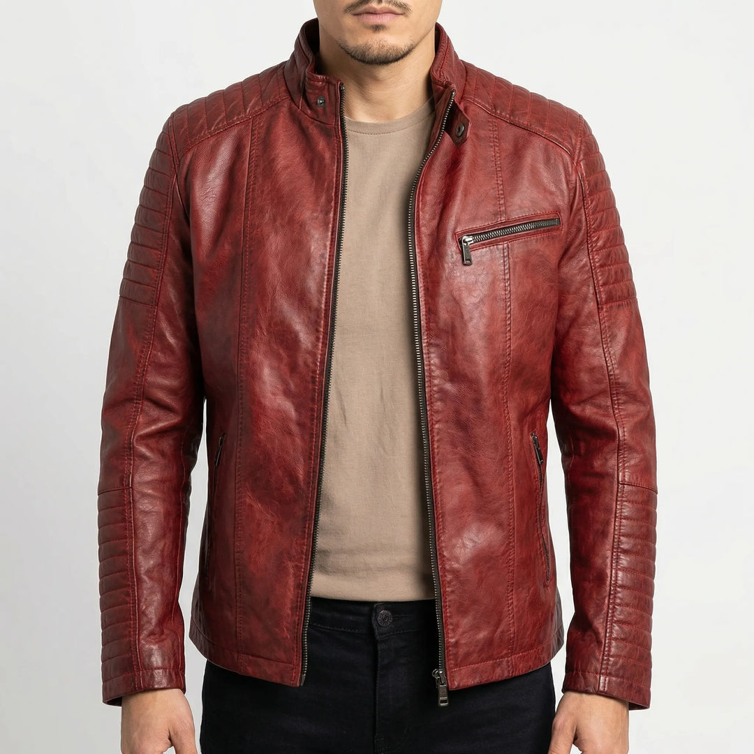 Ravekko - Chaqueta estilo motociclista de corte clásico