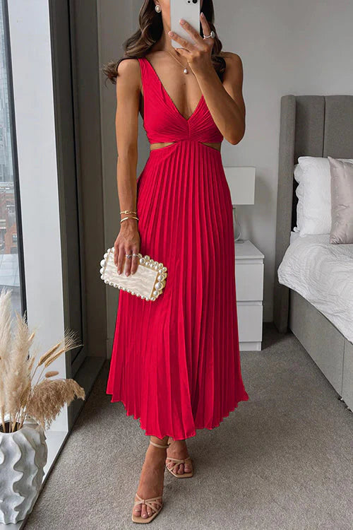 Maxivestido plisado de mujer