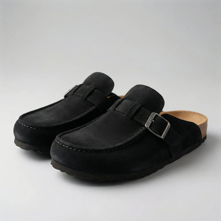 Retrolace - Mules planas sin cordones con hebilla retro