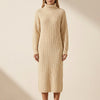 Vestido Midi de Cuello Alto Ribeteado
