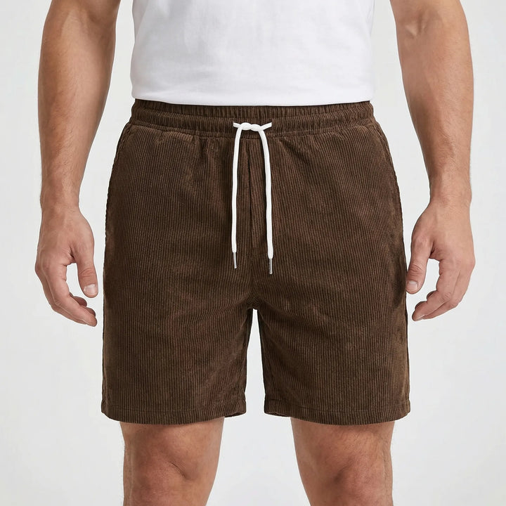 Ribvelo - Pantalones cortos casuales para hombre con textura acanalada