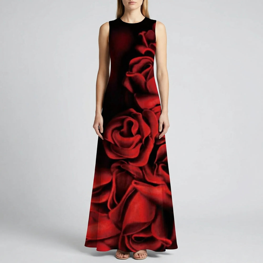 Rosavelle - Vestido largo sin mangas con estampado floral llamativo