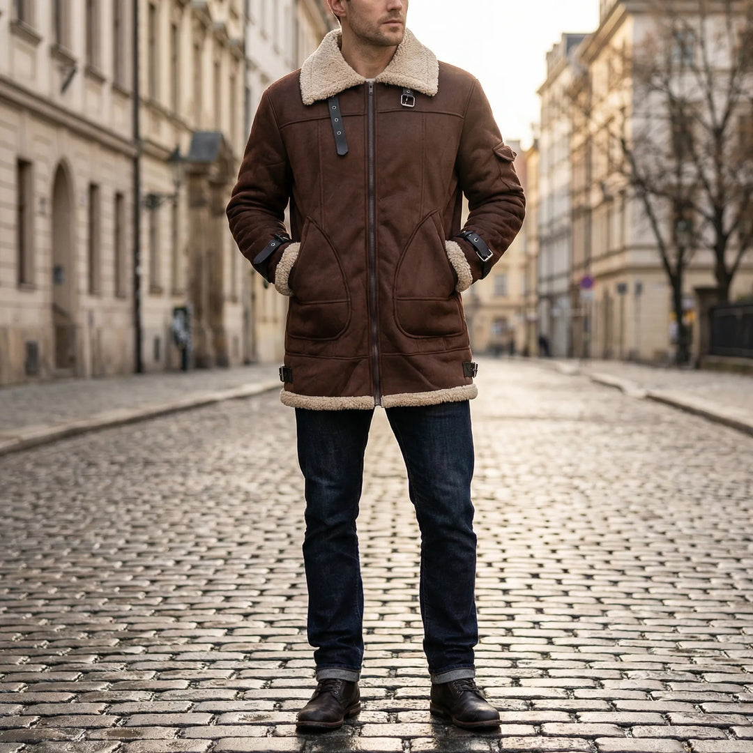Ruvarka - Chaqueta de hombre con cremallera y forro de sherpa