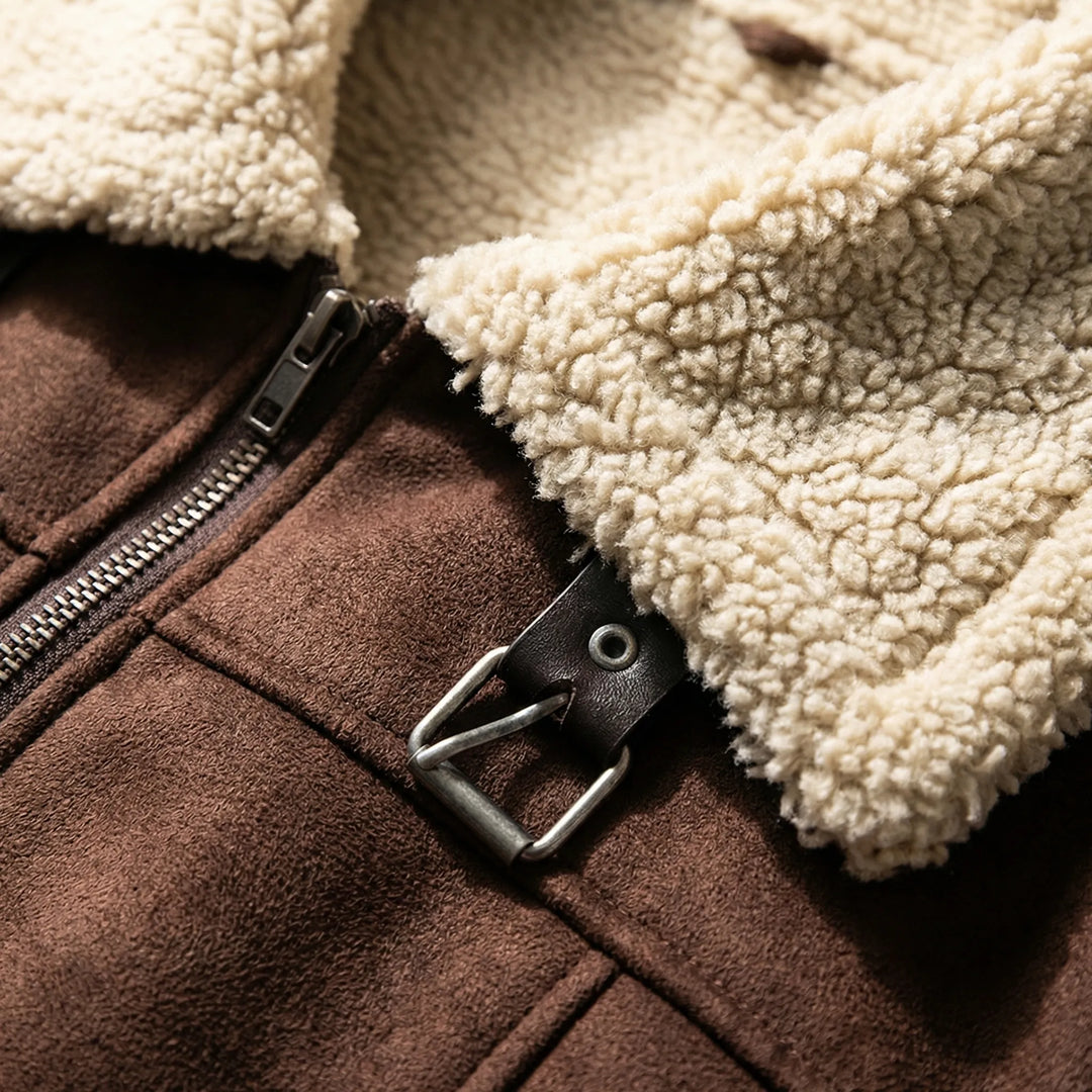 Ruvarka - Chaqueta de hombre con cremallera y forro de sherpa