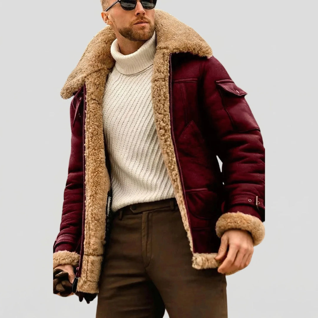Ruvarka - Chaqueta de hombre con cremallera y forro de sherpa