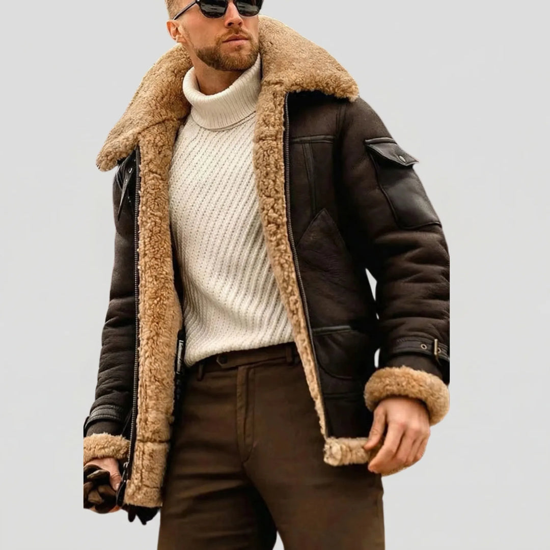 Ruvarka - Chaqueta de hombre con cremallera y forro de sherpa