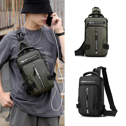 Bolso Bandolera Antirrobo Impermeable para Hombre con Puerto USB