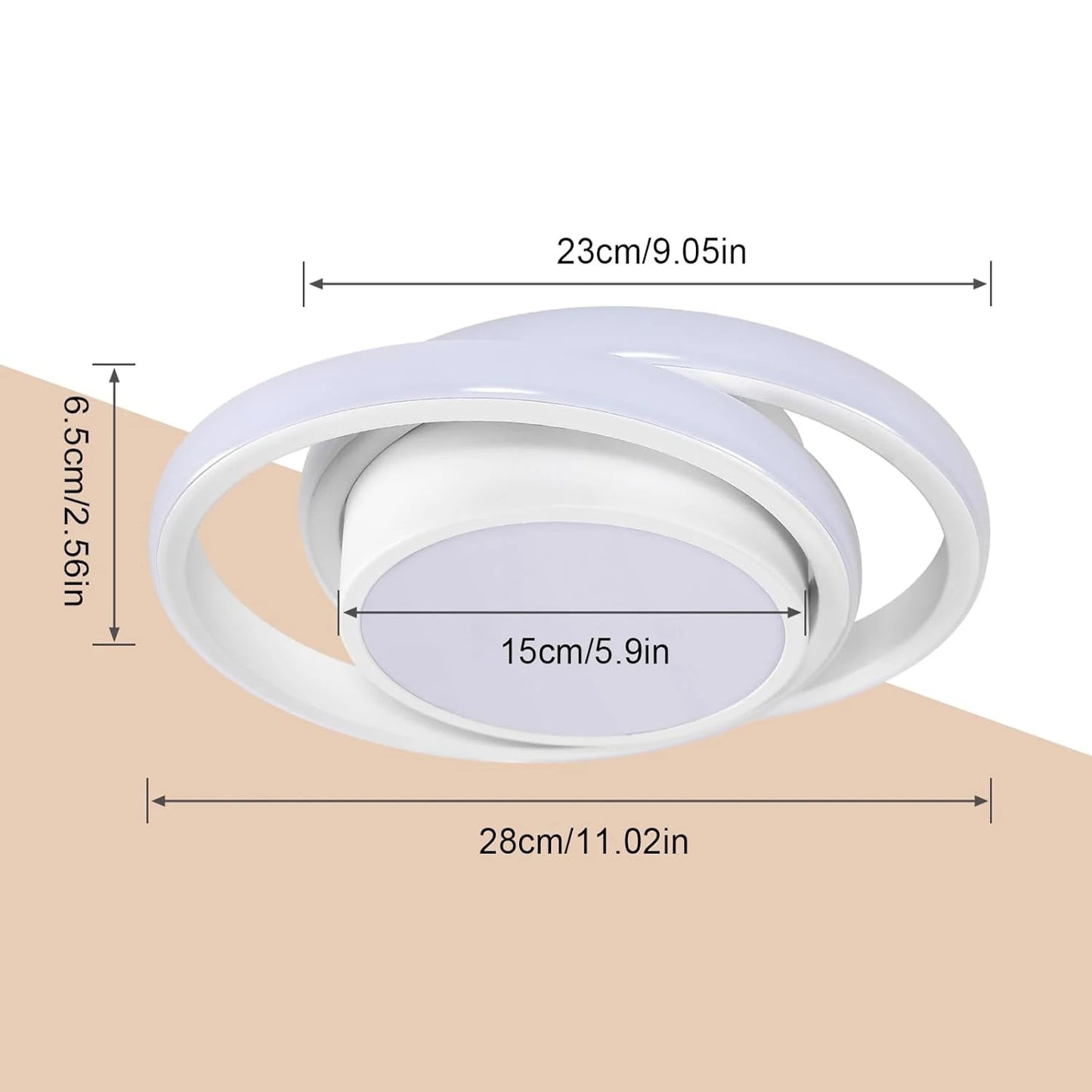 LumiBlanc - Lámpara de techo LED blanca redonda de 32W, luz cálida 3000K