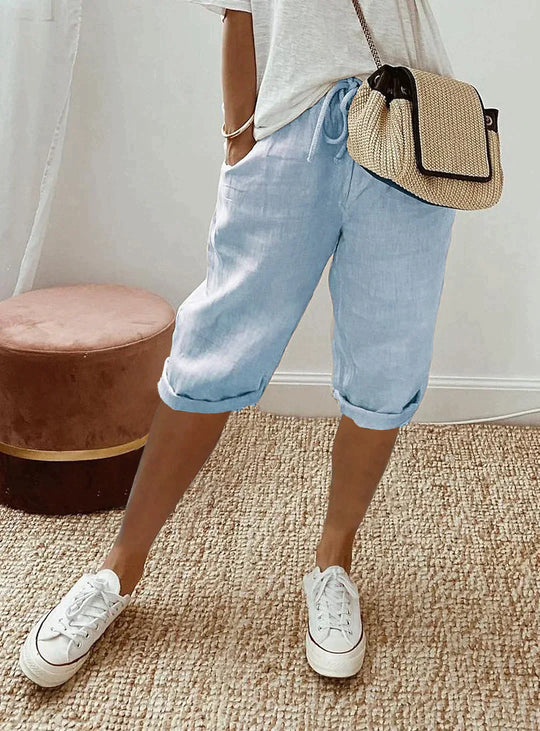 Elegantes pantalones de verano de lino para mujer