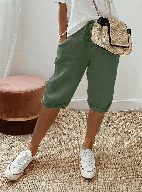 Elegantes pantalones de verano de lino para mujer