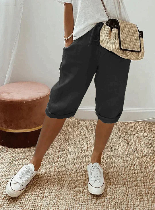 Elegantes pantalones de verano de lino para mujer