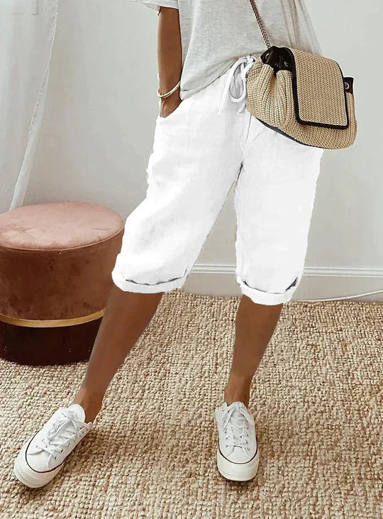 Elegantes pantalones de verano de lino para mujer