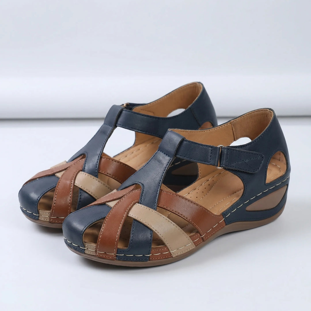 Sandriva - Sandalia de cuña con punta abierta para mujer