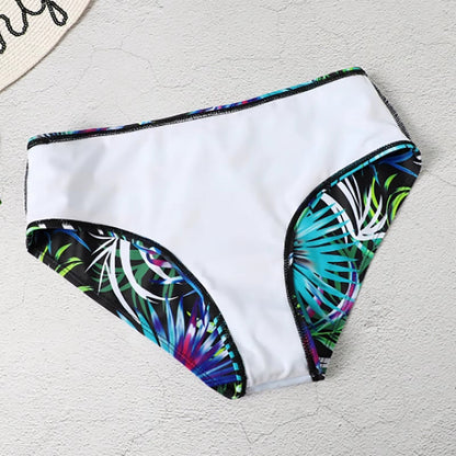 Bikini de cintura alta con estampado de hojas para mujer