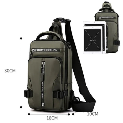 Bolso Bandolera Antirrobo Impermeable para Hombre con Puerto USB