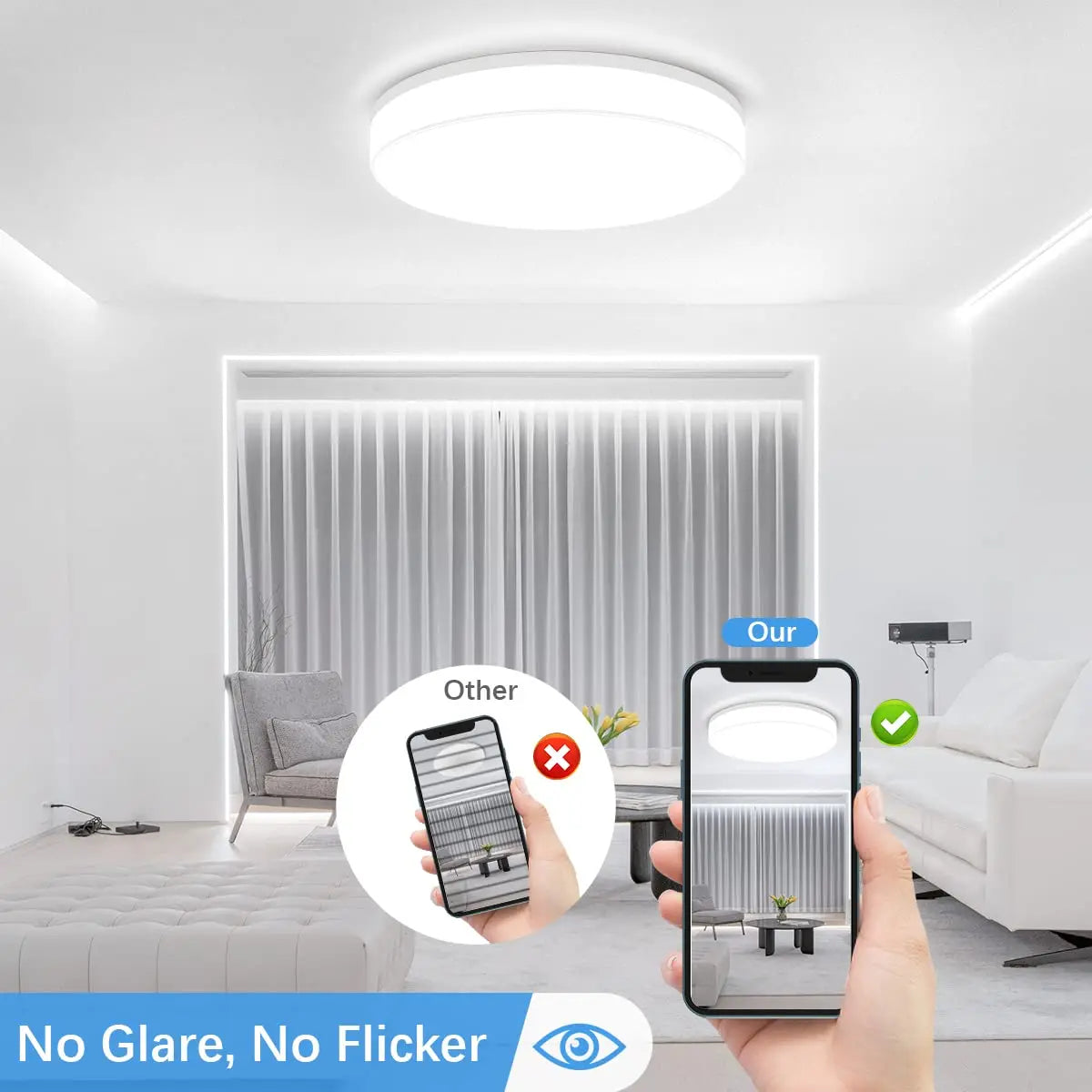 LumiSlim - Lámpara de techo LED redonda ultrafina, luz blanca en múltiples tonalidades