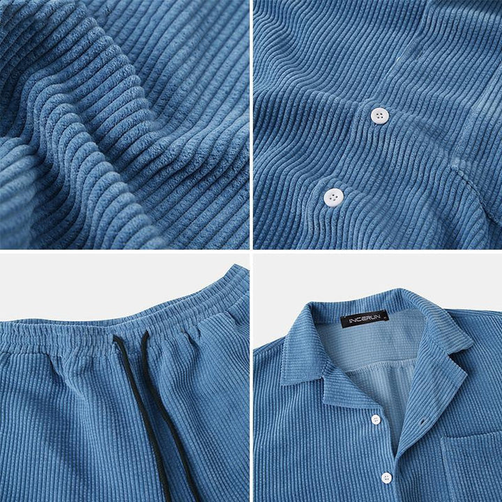 Conjunto de ropa de verano de punto acanalado para hombre: estilo desenfadado y comodidad para los días cálidos