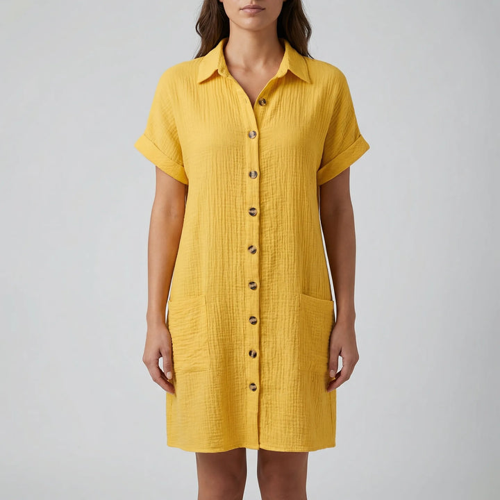 Shirtelle - Vestido camisero midi con botones delanteros