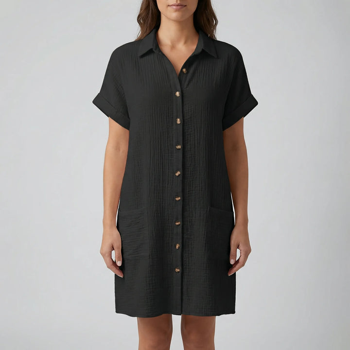 Shirtelle - Vestido camisero midi con botones delanteros