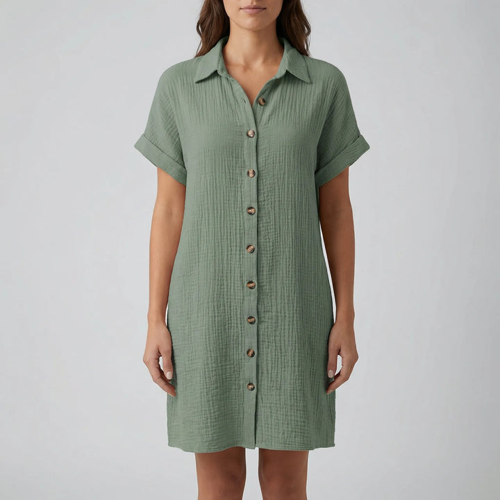 Shirtelle - Vestido camisero midi con botones delanteros