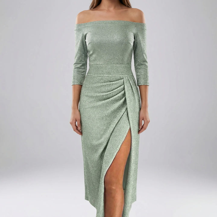 Slantrix - Vestido midi ajustado con hombros descubiertos